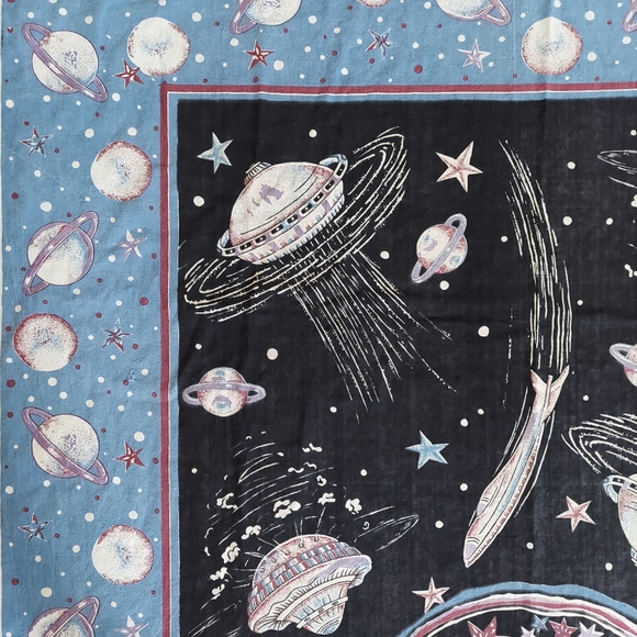 VINTAGE 90s Sacred Threads Wall Tapestry Alien UFO Space - Picture 4 of 11